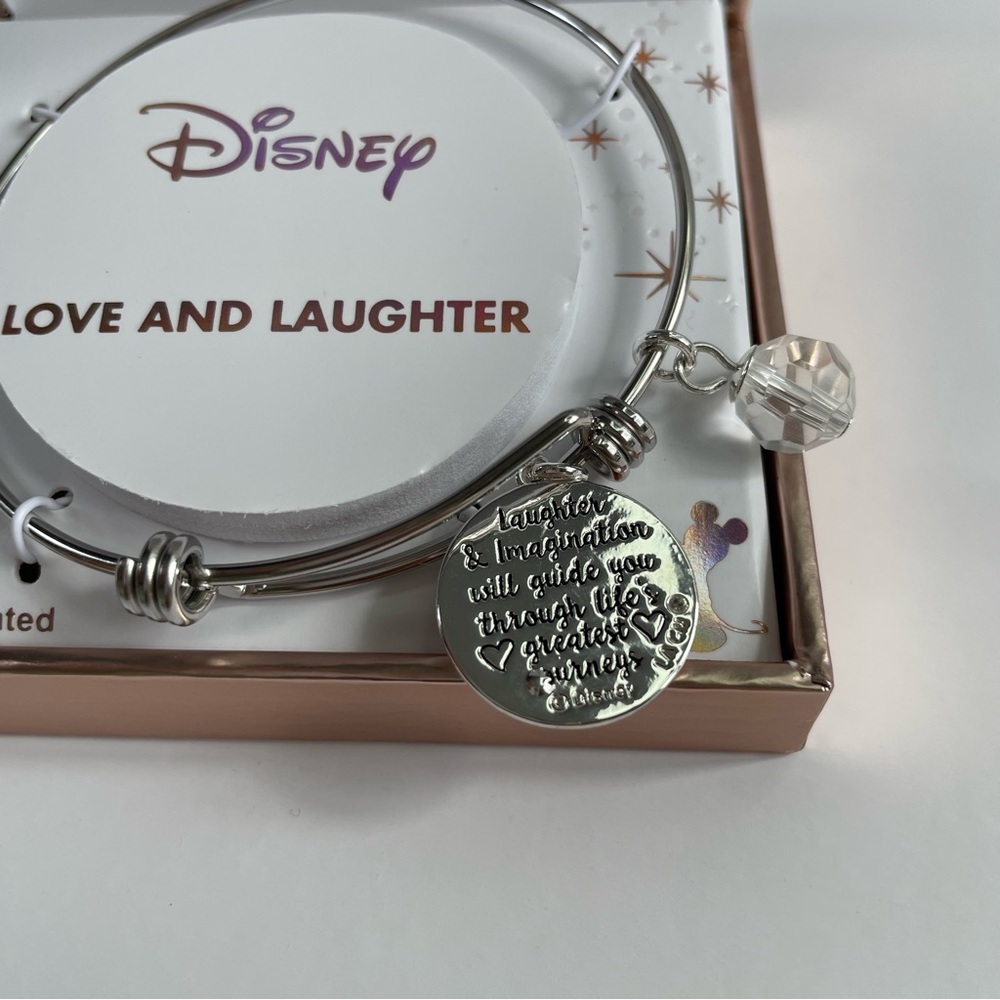 Disney “Love and Laughter” Fine Silver Plated Minnie & Mouse Bangle Bracelet - Picture 4 of 5